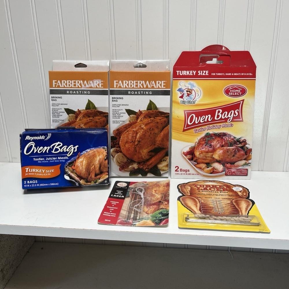 Thanksgiving Turkey Lot Reynolds Oven Bags Farberware Brining Bags Lacer New
